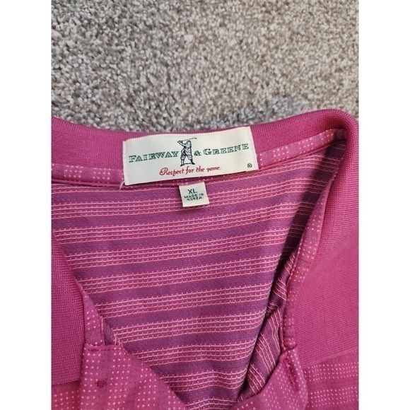 Fairway & Greene Tech XL Pink‎ Striped Cotton Golf Shirt - Picture 2 of 5
